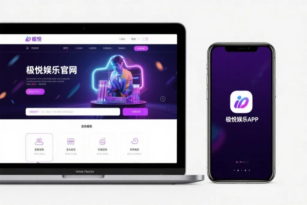 一台笔记本电脑屏幕上显示着长运娱乐官网的界面，旁边是一部手机显示着长运娱乐APP，两者并列对比